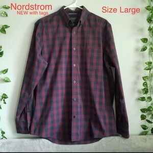 Nordstrom Men's Shop Tech Smart
Button Down Shirt Large - Trim Fit Blue
Red. NEW